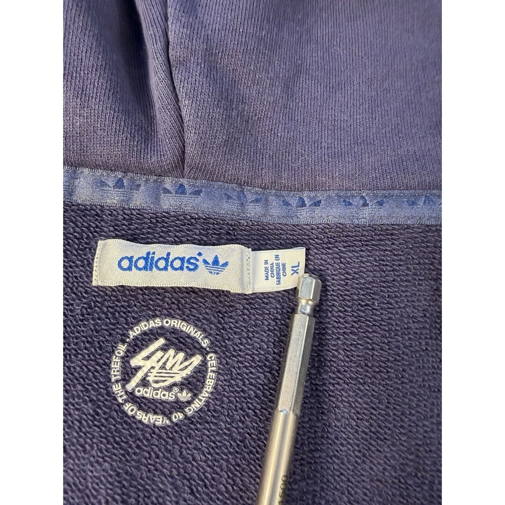 Adidas Originals 72 Sleeveless Hoodie Tank Top XL Navy Trefoil Graphic X31979 - Picture 3 of 8